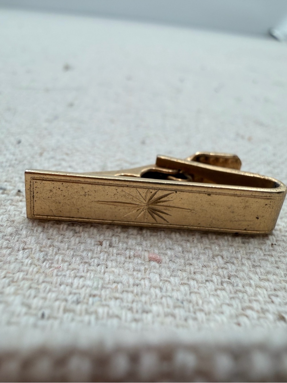 Men's Gold Tie Clip with Starburst Accent